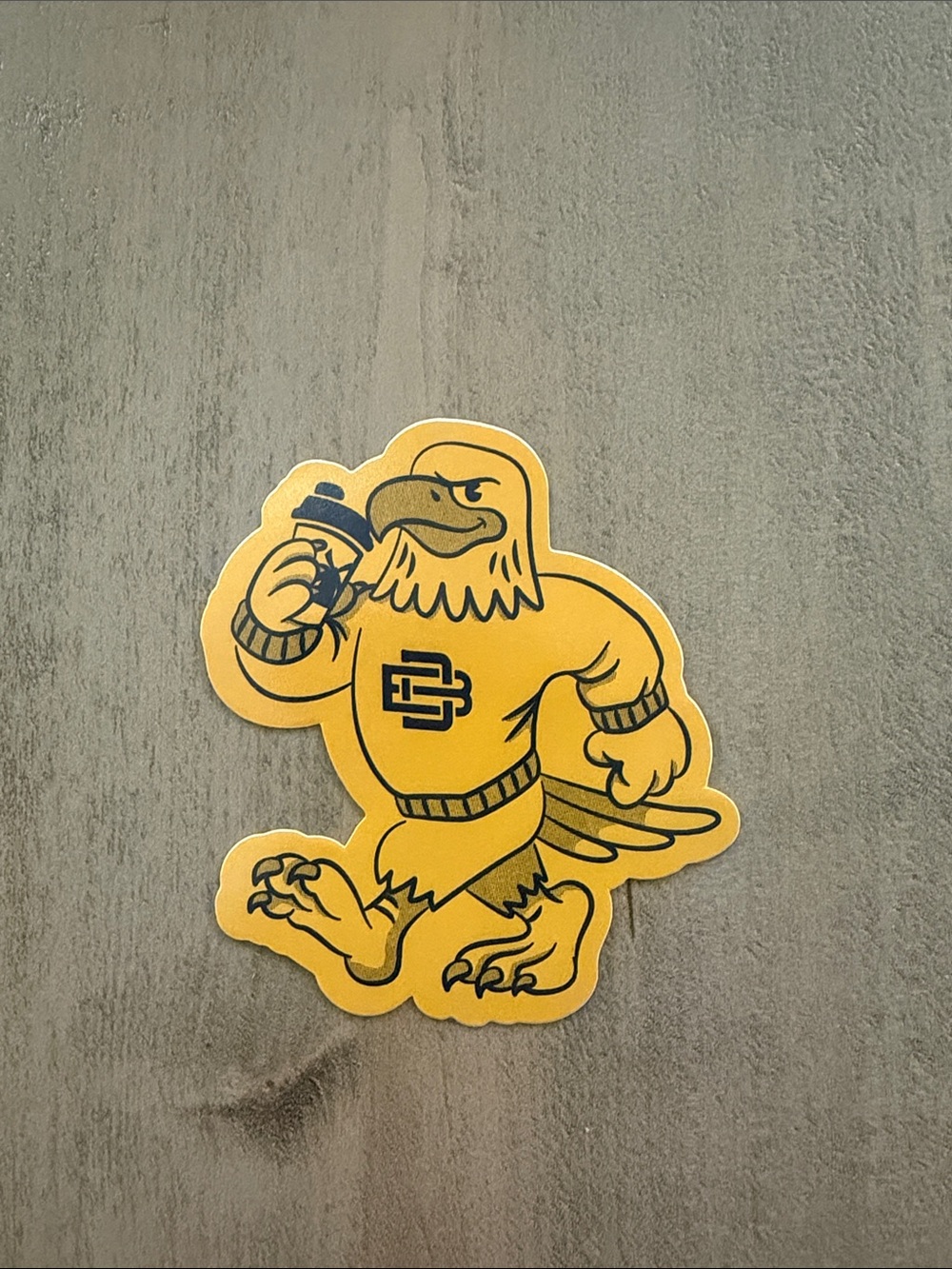 Dutch Bros Yellow Eagle Mascot Sticker with Blue Accents
